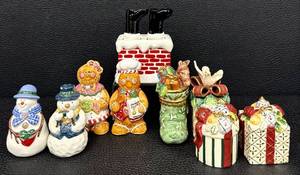 lot 54H image: Holiday Salt and Pepper Shaker Collection including Waterford, Fitz and Floyd, Department 56, and Ensco