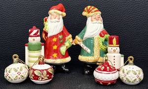 lot 55H image: Christmas Santa and Ornament Ceramic Salt and Pepper Shakers Set