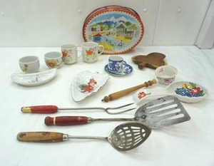 lot 12 image: Vintage Kitchen Utensils, China, Cookie Tin Basket and More