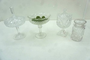 lot 18 image: (4ct) Crystal Compotes, Candy Dishes, Canister