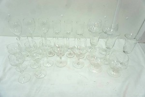 lot 44 image: Vintage Stemmed Glassware with Etched Floral Design