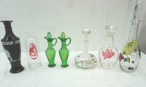 lot 47 image: Collection of Vintage Glass Decanters and Other Jars and Vases