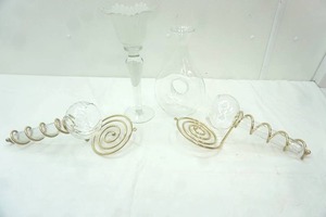 lot 49 image: Lenox Tuscany Classics Pierced Decanter, Tall Clear and Frosted Crystal Glass Votive Candle Holder, Vintage Torch Style Wall Candle Holders