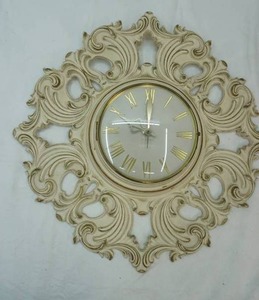 lot 80 image: Vintage Syroco Seven Jewels Ornate Wall Clock. 1960s