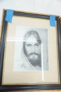 lot 93 image: Framed Print of The Portrait of Jesus by John Aggeson Sr. (his interpretation of Bette Myers original)