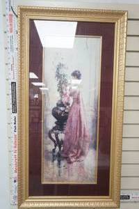 lot 105 image: Framed Art Print Woman with Chrysanthemums. Eugene Joors