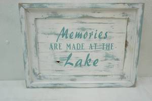 lot 109 image: Memories Made at The Lake Wooden Decor Sign. 17.75x13x1.5