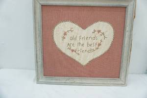 lot 111 image: Framed Textile Art. old Friends are the best Friends