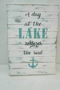 lot 121 image: A Day at the Lake restores the Soul Wooden Wall Decor