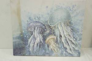 lot 122 image: Canvas Print. Jellyfish in Abstract