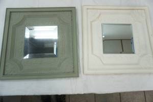 lot 141 image: Pair of Ornate Framed Wall Mirrors (metal background, mirror, wood frame)