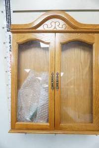 lot 149 image: Wooden Hanging Curio Display Cabinet with Glass Doors