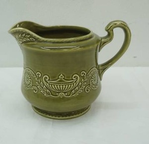 lot 168 image: Vintage Canonsburg Pottery Co. Regency Ironstone Pitcher in olive green