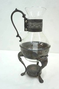 lot 179 image: Vintage Silver-Plated Glass Coffee or Tea Carafe with Warming Stand