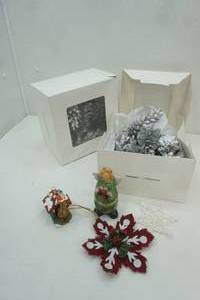 lot 181 image: Christmas Decor Lot. Silver Painted Pine Cones, ornaments, ceramic angel trinket box