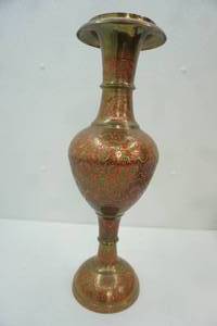 lot 182 image: Vintage Brass Engraved Vase. 20 tall