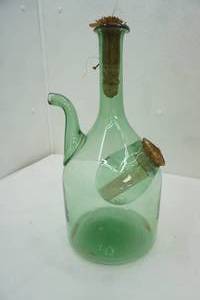 lot 194 image: Vintage Hand-Blown Green Glass Italian Wine Decanter with an Ice Chamber