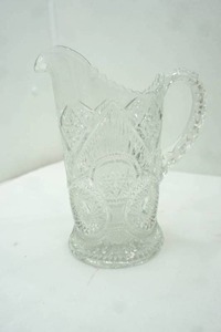 lot 195 image: Antique Imperial Glass EAPG Water Pitcher in the Horseshoe Curve Pattern. 1909