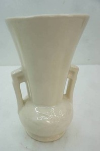 lot 220 image: Vintage McCoy Double Handle Vase 4.25 diameter by 8 tall
