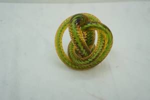 lot 238 image: Zanetti Murano Green and Gold Twisted Rope Knot SculpturePaperweight