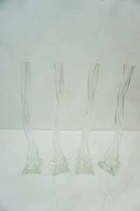 lot 277 image: Set of 4 Vintage Art Glass Bud Vases. Twisted Stem Design. 20 tall