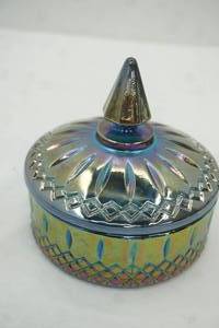 lot 292 image: Vintage Indiana Glass Princess Blue Carnival Glass Candy Dish