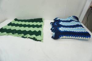 lot 334 image: Blue Crochet Afghan