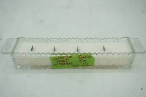 lot 356 image: Vintage Crystal Cracker Tray Candle Orange Peel and Honey