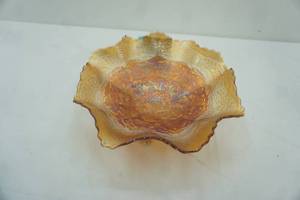 lot 394 image: Fenton Marigold Carnival Glass Footed Bowl