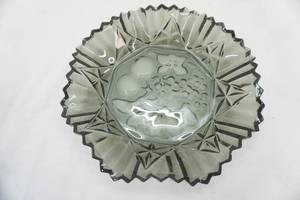 lot 408 image: Vintage Federal Glass Pioneer Smoke Carnival Glass Ruffled Bowl