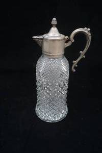 lot 413 image: Vintage Victorian-style cut-glass claret jug wsilver-plated mount and handle