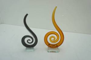 lot 427 image: Abstract Hand-Blown Art Glass Sculptures Ribbon or Scrolls