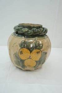 lot 436 image: Large Glazed Terracotta Pot. 12 tall, 6 opening, 36 all around