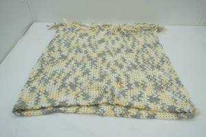 lot 453 image: Yellow, White, and Grey Crochet Afghan