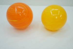 lot 470 image: pair of large hand-blown art glass orbs