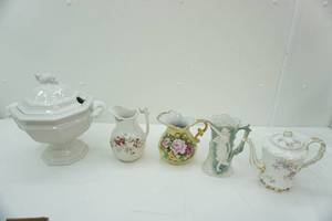 lot 478 image: Antique Pitchers and Teapot, Soup Tureen