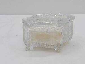 lot 490 image: Vintage Cut Crystal or Glass Trinket Box Candle Woodland Snow