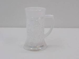 lot 524 image: Vintage Federal Iridescent Carnival Glass Beer Stein, iridescent white milk glass finish