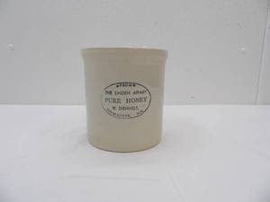 lot 549 image: Vintage Reproduction Linden Apiary Pure Honey W. Diehnelt Stoneware Crock