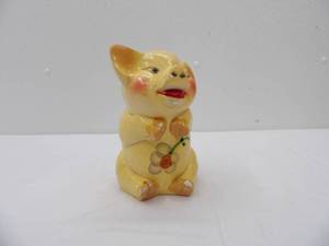 lot 555 image: Vintage Ceramic Piggy Bank. Flowers on Belly