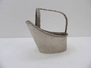 lot 576 image: Vintage French Silver plate Metal Wine Basket bottle holder
