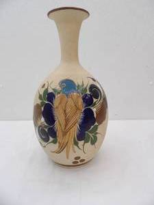 lot 593 image: Tonala Mexican Folk Art Pottery Vase 17 tall