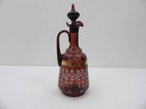 lot 599 image: Vintage Bohemian Amethyst Glass Cruet