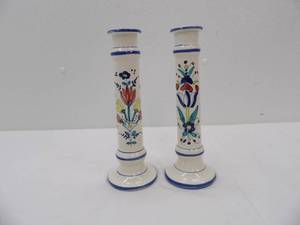 lot 636 image: Hand Painted Candle sticks ,10 (2)
