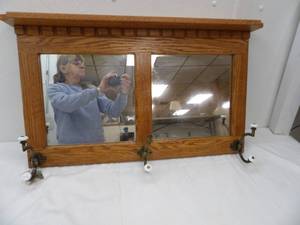 lot 666 image: Mirror Coat Rack & Shelf 29x17x4 deep