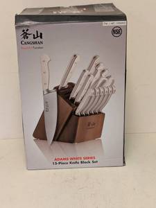 lot 33 image: NEW CANSHAN (ADAMS WHITE SERIES) 15PC. KNIFE BLOCK SET
