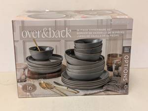lot 16 image: NEW OVERBACK 16PC. DINNERWARE SET (GRAY)
