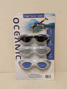 lot 157 image: NEW OCEANIC SWIM GOGGLES 3PK.