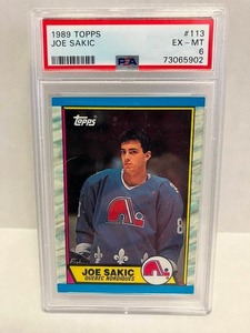 lot 29 image: 1989 Topps Joe Sakic RC PSA 6 Graded