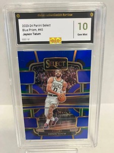 lot 31 image: 2023-24 Panini Select Prizm Blue Jayson Tatum Mint 10